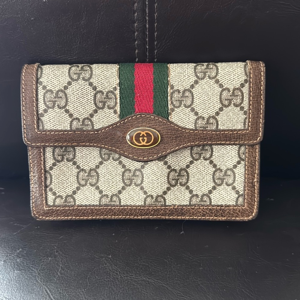 Gucci Vintage Sherry Line GG Coated Canvas Wallet
